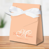 Peach Fuzz Monogrammed Aangepaste Bruiloft Bedankdoosjes