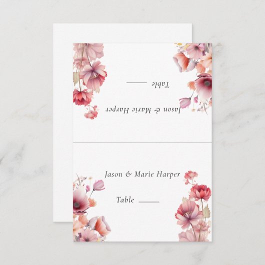 Peach Fuzz Pink Flowers Escort Kaarten (Voorkant / Achterkant)