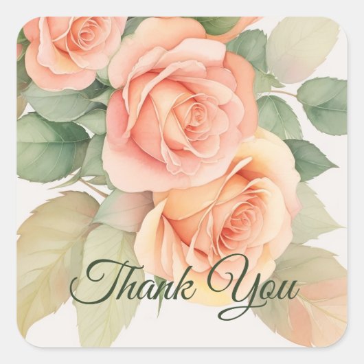Peach Fuzz Roos achtergrond dank u Vierkante Sticker (Voorkant)
