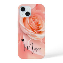 Peach Fuzz Roos Achtergrond Monogram Naam Hart
