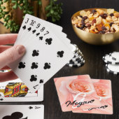 Peach Fuzz Roos Achtergrond Monogram Naam Hart Pokerkaarten (Insitu)