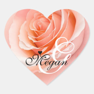 Peach Fuzz Roos Achtergrond Monogram Naam Hart Sticker