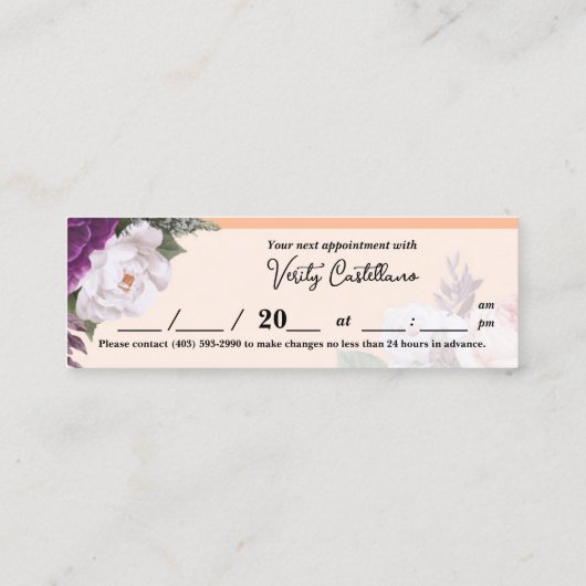 Peach Fuzz Roos Bloemensalon Bladwijzer Afspraak Mini Visitekaartje (Achterkant)