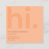 Peach Fuzz Roze Retro Hi QR Code Vierkante Visitekaartje (Voorkant)