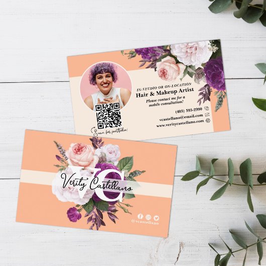 Peach Fuzz Rozen Floral Beauty Stylist Visitekaartje