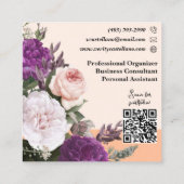 Peach Fuzz Rozen Floral Eenvoudig Persoonlijk Vierkante Visitekaartje (Achterkant)