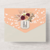 Peach Fuzz Rustieke String Lights Bruiloft All In One Uitnodiging (Achterkant)