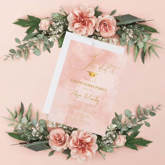 Peach Fuzz Simple Classic Afstuderen Ze deed het Kaart