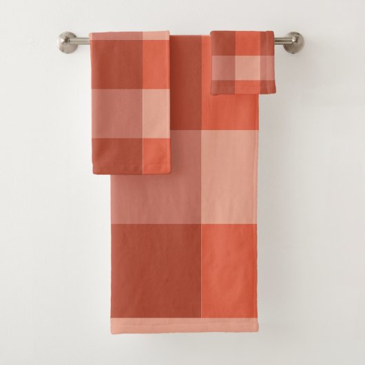 Peach Fuzz Sinaasappel Checkerboard Bad Handdoek (Insitu)