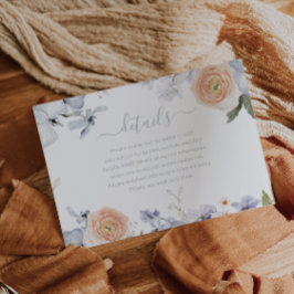 Peach Fuzz Stoffig Blauw Trendy Bruiloft Details Informatiekaartje