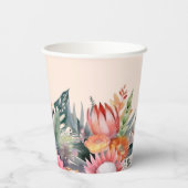 Peach Fuzz Tropical Flowers Vrijgezellenfeest Papieren Bekers (Achterkant)