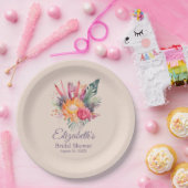 Peach Fuzz Tropical Flowers Vrijgezellenfeest Papieren Bordje (Feest)