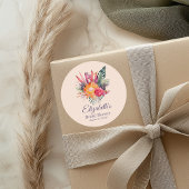 Peach Fuzz Tropical Flowers Vrijgezellenfeest Ronde Sticker