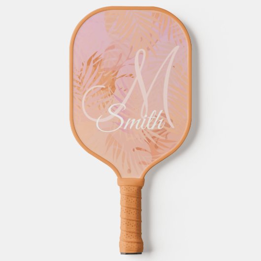 Peach Fuzz Tropical Leaves Gepersonaliseerde Gift Pickleball Paddle (Voorkant)