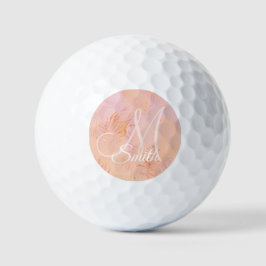 Peach fuzz tropische bladeren gepersonaliseerd mon golfballen