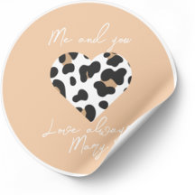 Peach Fuzz Valentijns's Favor Sticker - Hart Print