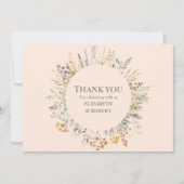 Peach Fuzz Wildflower Meadow Bruiloft Bedankkaart (Voorkant)