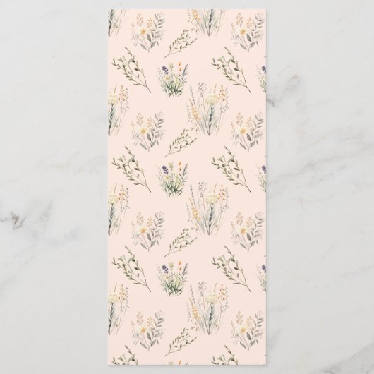 Peach Fuzz Wildflower Meadow Bruiloft Menu (Achterkant)