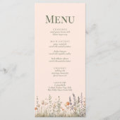 Peach Fuzz Wildflower Meadow Bruiloft Menu (Voorkant)
