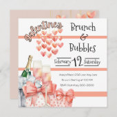 Peach Galentine's Brunch en Bubbles Kaart (Voorkant / Achterkant)