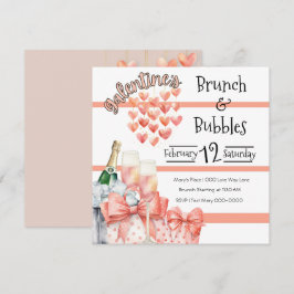 Peach Galentine's Brunch en Bubbles Kaart