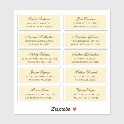 Peach gast namen adres. Bruiloft verzendlabels Sticker (Vel)