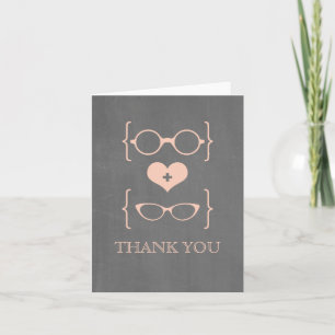 Peach Geeky Glasses Chalkboard Dank u wel Bedankkaart