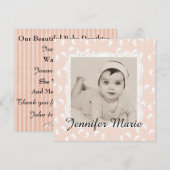 Peach gekleurde baby meisje geboorte aankondiging (Voorkant / Achterkant)