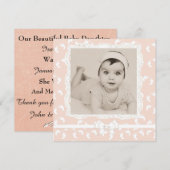 Peach gekleurde baby meisje geboorte aankondiging (Voorkant / Achterkant)