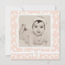 Peach gekleurde baby meisje geboorte aankondiging