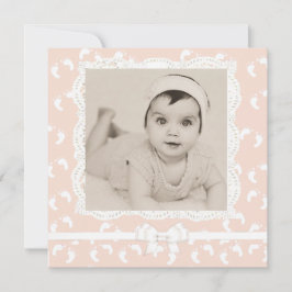 Peach gekleurde baby meisje geboorte aankondiging