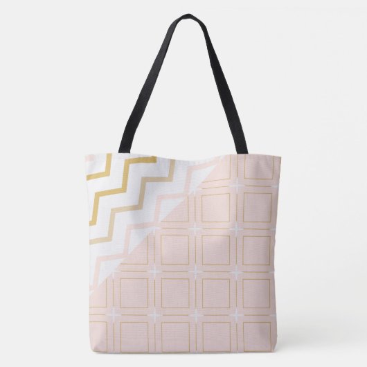 Peach Geometrische Trendy Initiaal Naam Monogram Tote Bag (Achterkant)