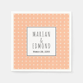 Peach geometrische typografie bruiloft servet