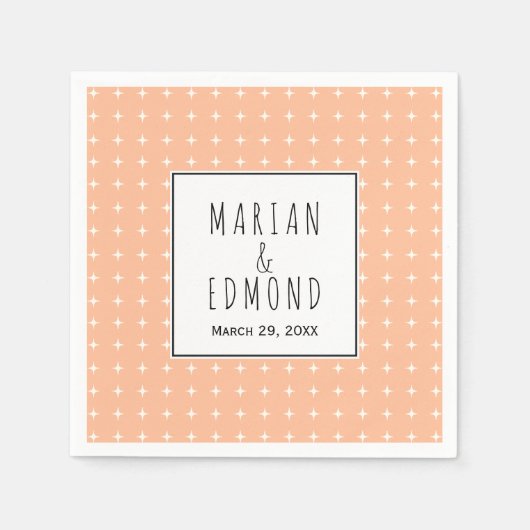 Peach geometrische typografie bruiloft servet (Voorkant)