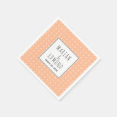 Peach geometrische typografie bruiloft servet (Hoek)