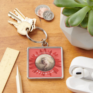 Peach Gerber Daisy Baby Foto Sleutelhanger