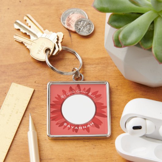 Peach Gerber Daisy Baby Foto Sleutelhanger (Bureau)
