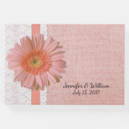 Peach Gerber Daisy Wedding Guest Book Gastenboek