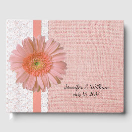 Peach Gerber Daisy Wedding Guest Book Gastenboek