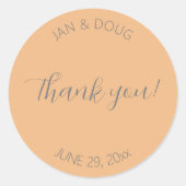 Peach gestileerde bruiloft dank u ronde sticker (Voorkant)