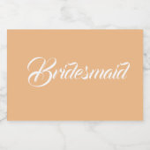 Peach gestileerde script bruiloft bruidsmeisje sparkling wijnetiket (Enkel label)