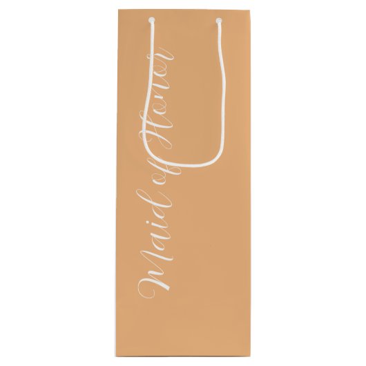 Peach gestileerde script Maid of Honor Wijn Cadeautas (Voorkant)