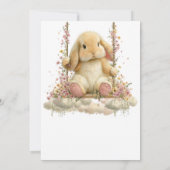 Peach Gingham Bunny 1st Birthday Invite with Scall Kaart (Achterkant)
