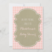 Peach Gingham Burlap Baby Shower-uitvindingen Kaart (Voorkant)