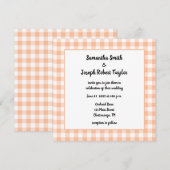 Peach Gingham Country Wedding Kaart (Voorkant / Achterkant)