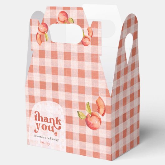 Peach Gingham "Dank je wel" Bedankdoosjes (Geopend)