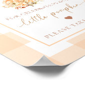 Peach Gingham Een beetje pompoen Baby shower gunst Poster (Hoek)