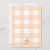 Peach Gingham Een beetje pompoen Baby shower Kaart (Achterkant)