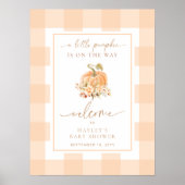 Peach Gingham Een beetje pompoen Baby shower Welko Poster (Voorkant)