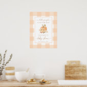 Peach Gingham Een beetje pompoen Baby shower Welko Poster (Keuken)
